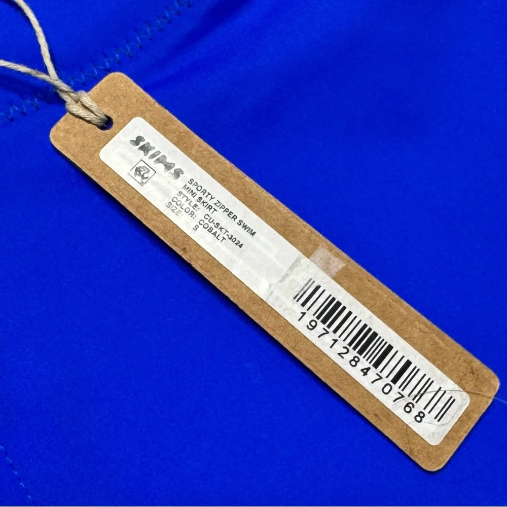 SKIMS SPORTY ZIPPER SWIM MINI SKIRT SZ S COBALT
